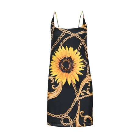 Bigersell Wedding Guest Dresses for Women Fashion Casual Printed Spaghetti Strap Bra Sleeveless Slim Dress Women S Plus Faux-Wrap Dress Style 4722  Fe
