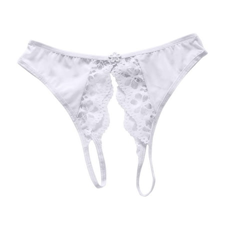 Dmqupv Workout Underwear for Women Women Sexy Floral Lace Briefs with Cute Bow Center Barely There Bras for Women 4742 Underpants White One Size