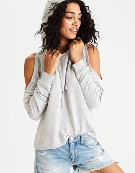 Ae Soft & Sexy Cold Shoulder Hoodie