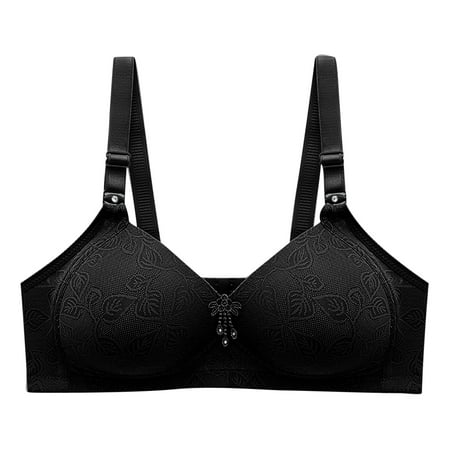 Bigersell Lace Bra and Panty Set Women Bra No Underwire Push up Underwear Vest-Style Sleep Bra Big & Tall Size Cotton Bra  Style 3439  Black 46B