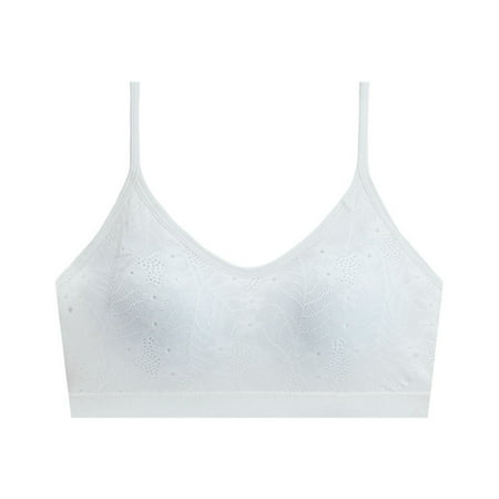 CLZOUD Womens Comfortable Bras White Women S Beautiful Back Underwear Small Gathered Without Steel Rings Fixed Cup Bra Lace Bra S