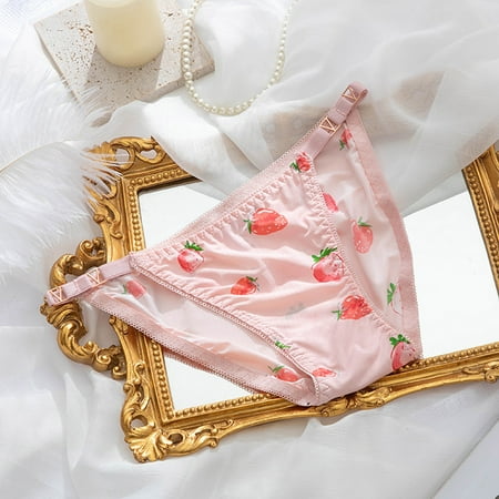 Dmqupv Barely There Bras for Women 4742 Low-waist Pieces Underwear Print 1 Women High Waist Cotton Underwear Women Underpants Pink Medium