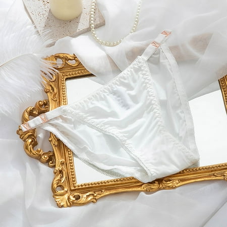 Dmqupv Barely There Bras for Women 4742 Low-waist Pieces Underwear Print 1 Women High Waist Cotton Underwear Women Underpants White Medium