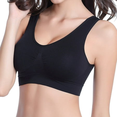 CLZOUD Womens Comfortable Bras Black Women Soft Compression Full Supportive High Impact Yoga Sports Bra Plus Size Fitness Bra Xxl