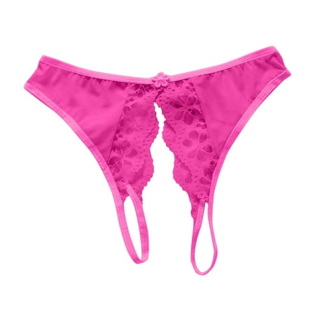 Dmqupv Workout Underwear for Women Women Sexy Floral Lace Briefs with Cute Bow Center Barely There Bras for Women 4742 Underpants Hot Pink One Size