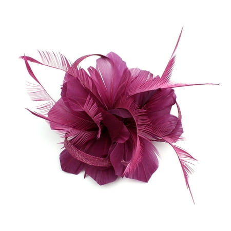 CLZOUD Hair Accessories Purple Feather Fascinators Womens Flower Hat for Ball Wedding Headband