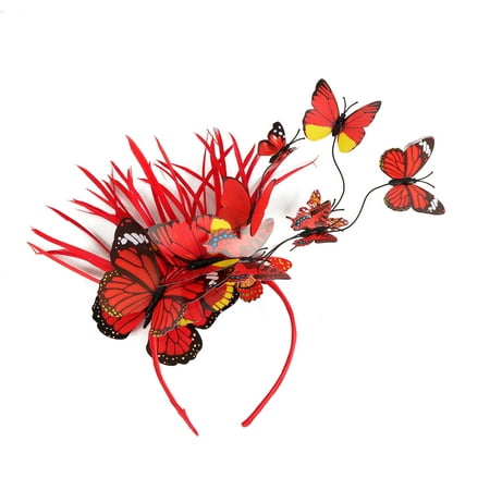 CLZOUD Yoga Headband Red Butterfly Hair Hoop Party Hair Accessories