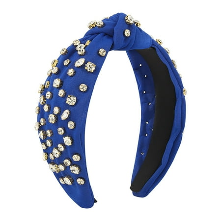 CLZOUD Hair Wrap Headband Fashion Headbands for Women Girls Headbands Vintage Headband Wide Top Knot Rhinestone Hair Hoops for Casual Wedding