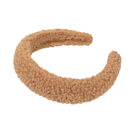 CLZOUD Headband Women Brown Lambswool Headband Knotted Headband Hair Accessories Wash Headband