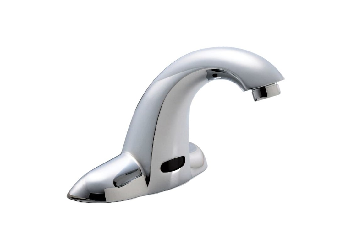 Delta 591T0258TR Commercial 0.5 GPM Centerset Hardwire Operated Electronic Bathroom Faucet - Less Rough-in Valve Chrome Faucet Bathroom Sink Faucets
