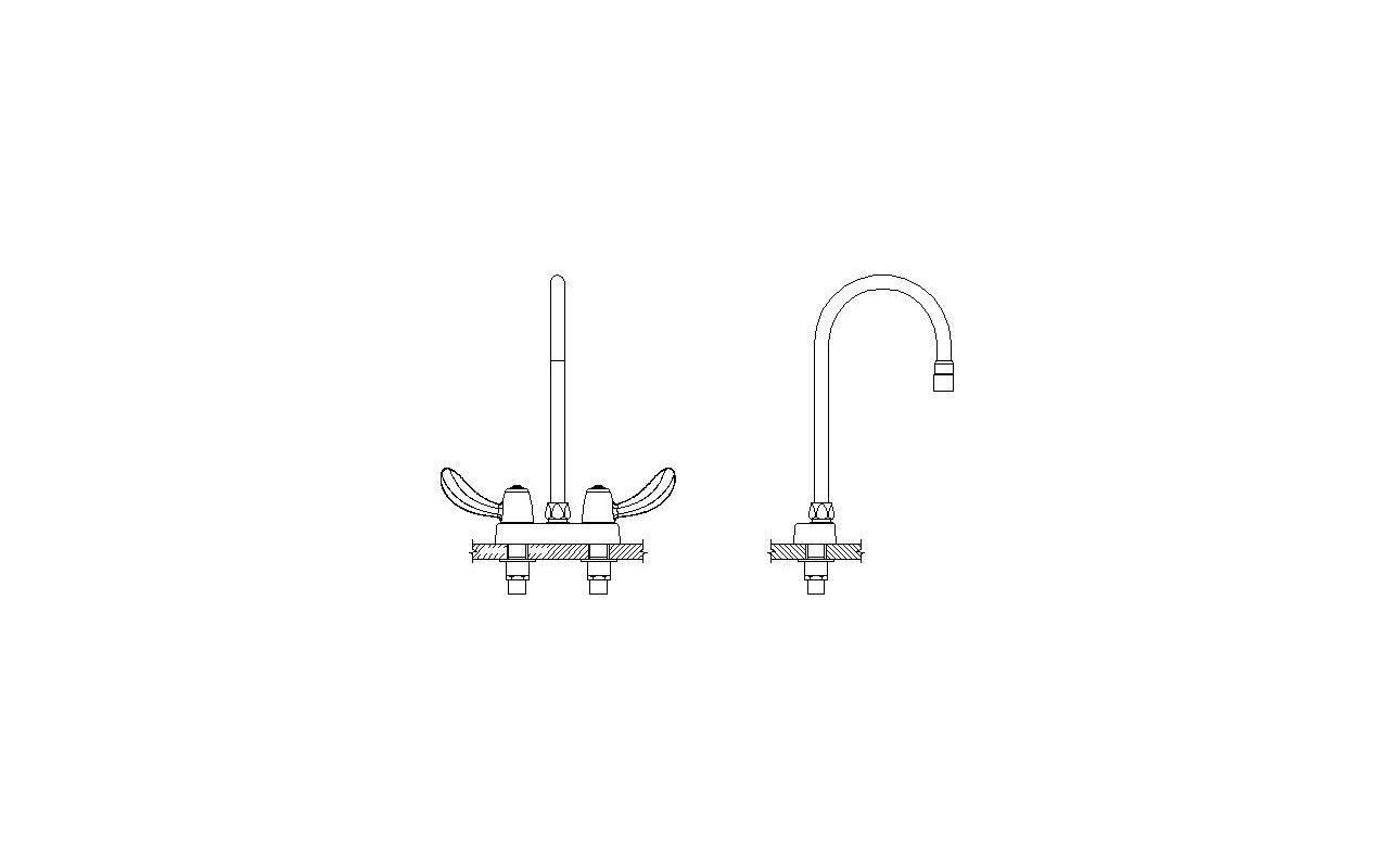 Delta 27C4952-R5 Commercial Double Handle 0.5 GPM Centerset Bathroom Faucet with Hooded Blade