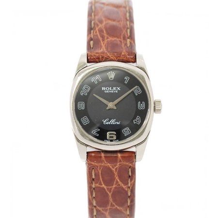 Pre-Owned Rolex ROLEX Cellini 6229 a No. Ladies Watch Black Dial K18WG Quartz (Good)