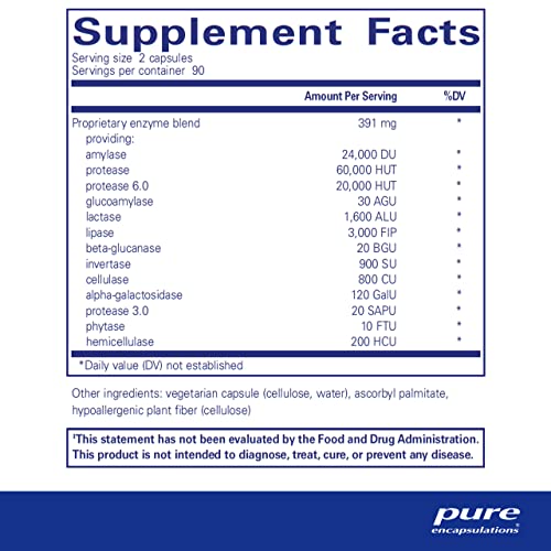 Pure Encapsulations Digestive Enzymes Ultra - Vegetarian Digestive Enzyme Supplement to Support Protein, Carb, Fiber, and Dairy Digestion* - 180 Capsu thumbnail