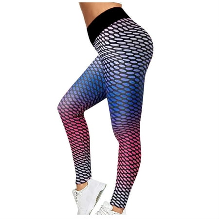 CLZOUD Yoga Outfits for Women Purple Polyester Lift Polka Dot Yoga Pants Absorbent and Breathable Tight Exercise Pants