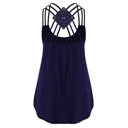 GWAABD Womens Tops Women Print Sleeveless Bandages Vest Top Strappy Tank Tops