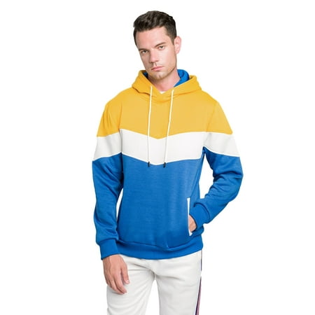 Dmqupv Womens Pullover Hoodies Unisex Long Sleeve Sweatshirt Color Block Top Hooded Casual Sports Long Sweatshirt Sweatshirt Yellow X-Large