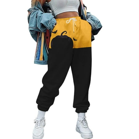 GWAABD Flare Pants with Pockets Womens Sweatpants Baggy Cotton Casual Joggers High Waist Pant Winter with Pockets