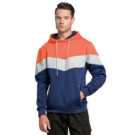 Dmqupv Womens Pullover Hoodies Unisex Long Sleeve Sweatshirt Color Block Top Hooded Casual Sports Long Sweatshirt Sweatshirt Orange X-Large