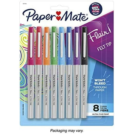Paper Mate Flair Felt Tip Pens  Ultra Fine Point (0.4mm)  Assorted Colors  8 Count