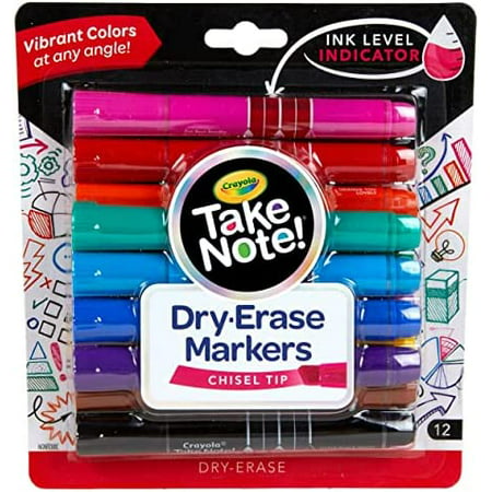 Crayola Take Note Dry Erase Markers Pack with Chisel Tip  Assorted Colors  12 Count