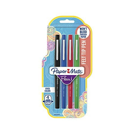 Paper Mate Flair Felt Tip Pens  Medium Point Assorted Colors  4 Count