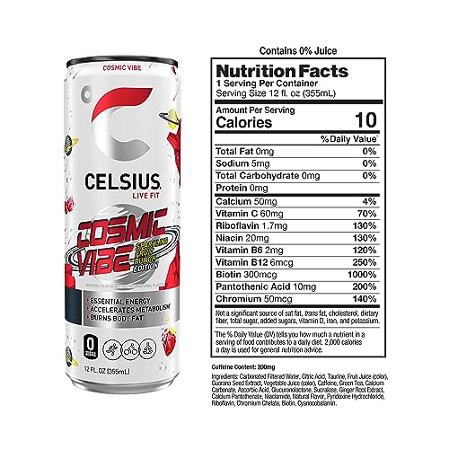 CELSIUS Sparkling Cosmic Vibe  Functional Essential Energy Drink 12 Fl Oz Can (Pack of 12) thumbnail