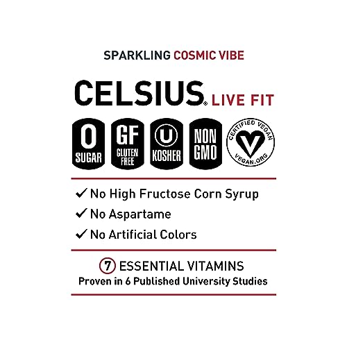 CELSIUS Sparkling Cosmic Vibe  Functional Essential Energy Drink 12 Fl Oz Can (Pack of 12) thumbnail