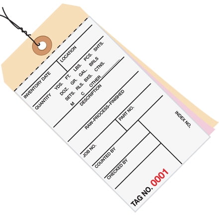 6 1/4 X 3 1/8  5000-5499 Inventory Hang Tags #8 Pre-Wired 500/Case