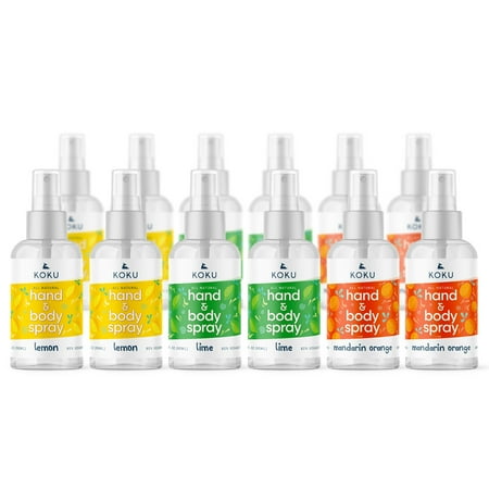 Citrus Set 6 - Pack of 12 Lemon-Lime-Mandarin Orange Scented Hand Sanitizer Spray 12x3 Fl. Oz. (Four of Each)