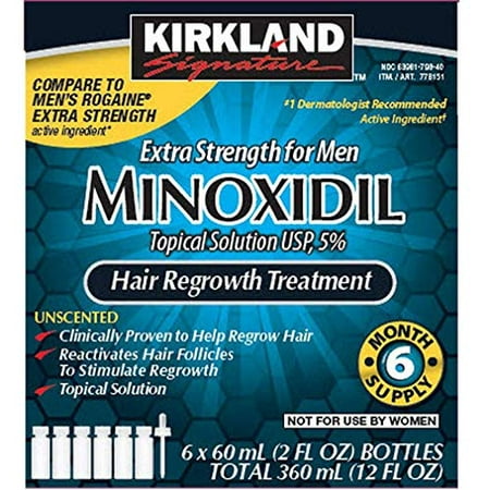 6 Months Kirkland Minoxidil 5% Extra Strength Hair Loss Regrowth Treatment Men  12 Fl Oz (Pack of 6)