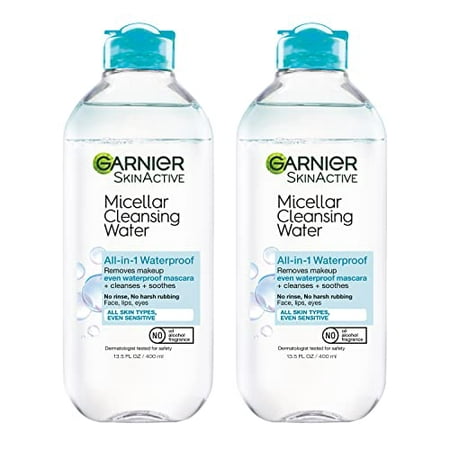 Garnier SkinActive Micellar Water for Waterproof Makeup  Facial Cleanser & Makeup Remover  13.5 Fl. Oz  2 Count (Packaging May Vary)