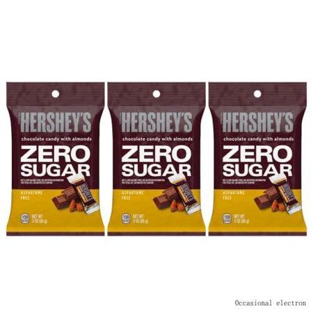 HERSHEY S ZERO SUGAR Chocolate with Almonds Minis Peg Bag  3 Oz (Pack of 3)
