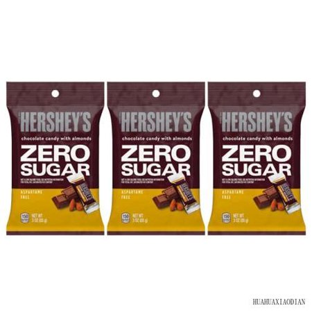 HERSHEY S ZERO SUGAR Chocolate with Almonds Minis Peg Bag  3 Oz (Pack of 3)