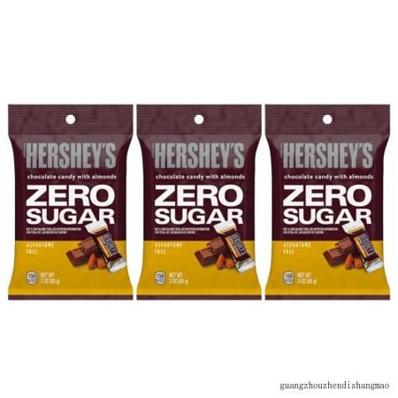 HERSHEY S ZERO SUGAR Chocolate with Almonds Minis Peg Bag  3 Oz (Pack of 3)