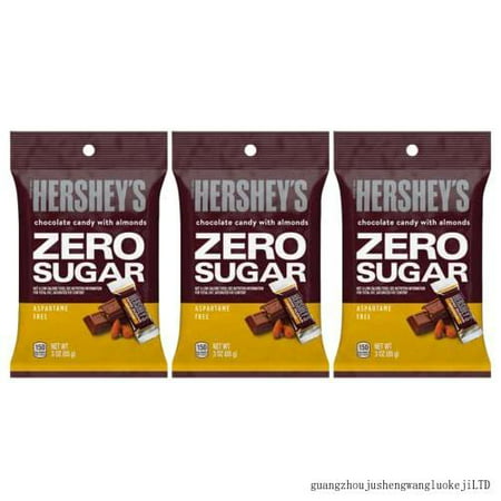 HERSHEY S ZERO SUGAR Chocolate with Almonds Minis Peg Bag  3 Oz (Pack of 3)