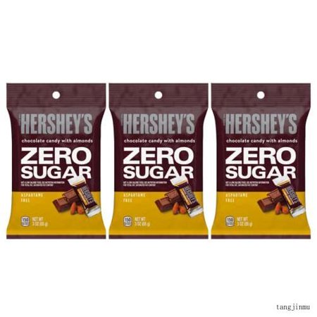 HERSHEY S ZERO SUGAR Chocolate with Almonds Minis Peg Bag  3 Oz (Pack of 3)