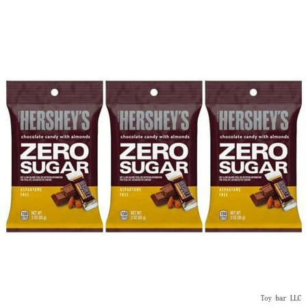 HERSHEY S ZERO SUGAR Chocolate with Almonds Minis Peg Bag  3 Oz (Pack of 3)
