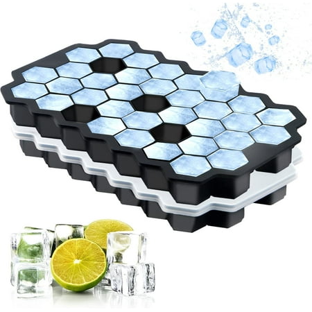 2 Pack 37-Cases Silicone Ice Cube Mold  BPA-Free Ice Cube Tray with Lid  Ice Cube Molds Can Make Baby Food  Frozen Yogurt and Peanut Butter Chocolate