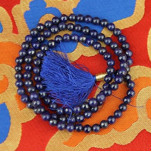 Mala Lapis Lazuli AA-Qualität 108 Perlen + Tasche