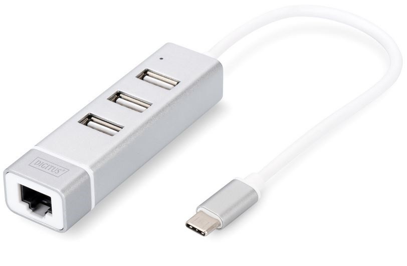 Digitus USB Type-C™ 3-Port Hub + Fast Ethernet LAN Adapter