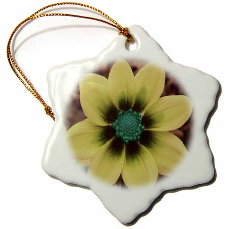 Yellow Cosmos Flower 3 Inch Snowflake Porcelain Ornament Orn-5999-1