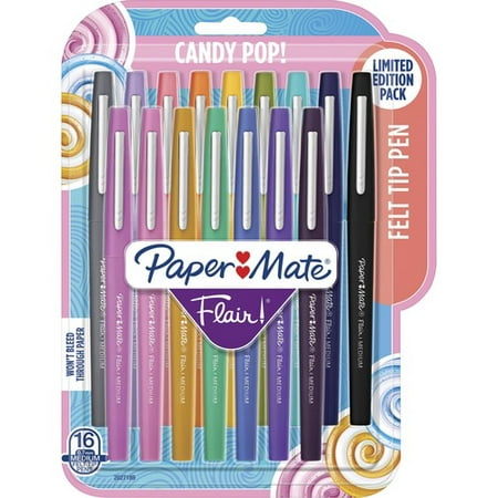 Paper Mate Flair Candy Pop Pack Felt Tip Pens - Medium Pen Point - 0.7 Mm Pen Point SizeWater Based Ink - Felt Tip - 16 / Pack | Bundle of 2 Packs