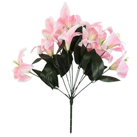 Yannee Best Artificial 45cm Stargazer Lillies 10 Head Flower Spray Bunch Lily Decor  Faux Poinsettia Bush Bouquets Artificial Pink Flowers