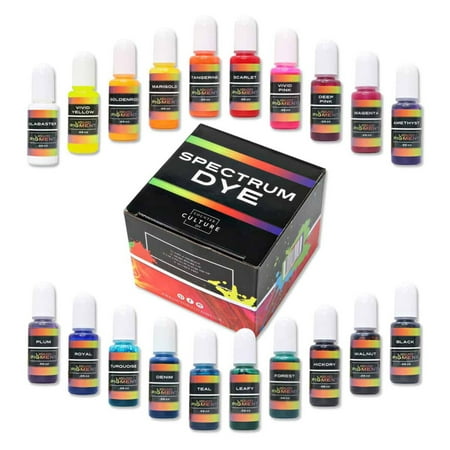 Counter Culture DIY High Concentration Spectrum Water Based Dye Resin Pigment  20 Bottles 0.35 Fl Oz Each  Alcohol Free Odorless Non Toxic