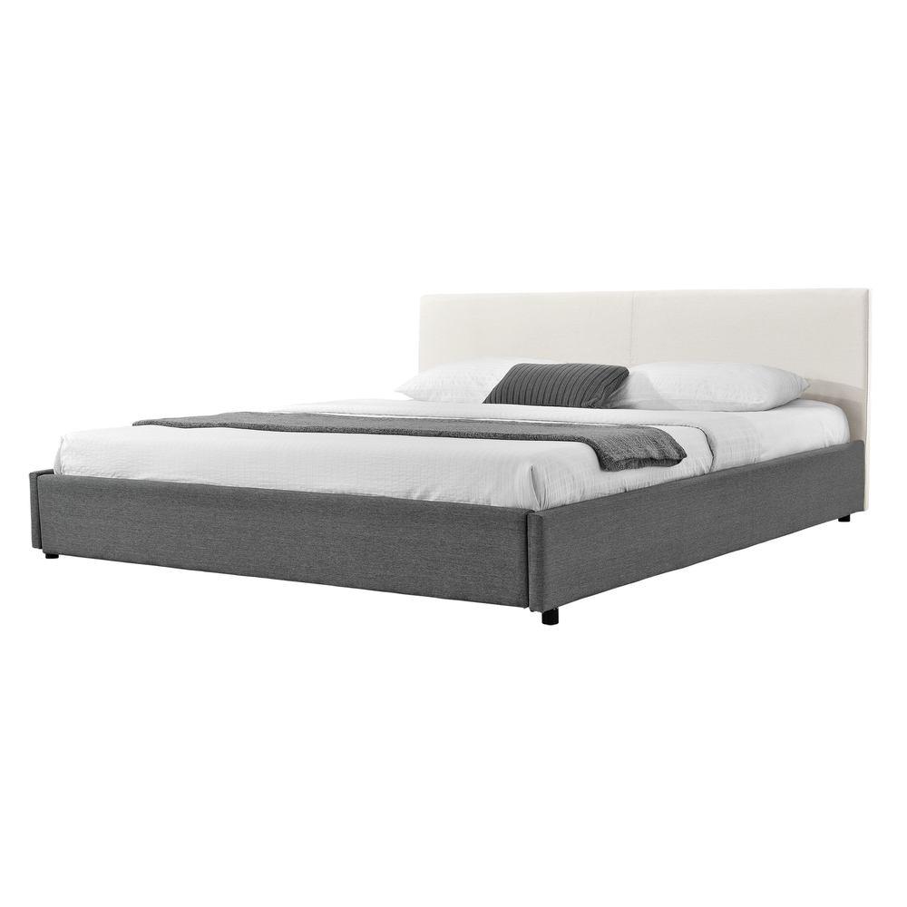 [My. Bed] Polsterbett Mit Kaltschaum-Matratze (H2) 180x200cm Creme/grau Textil Doppelbett Bettgestell