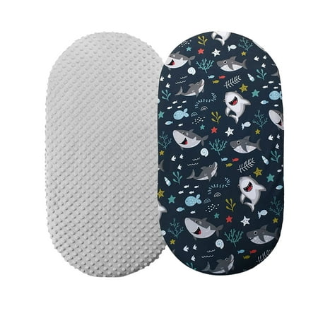 2PCS Baby Mose Basket Sheet Bassinet Sheet Cradle Sheet Adapts to Rectangle Oval Pram Bassinet Pads Minky Dot Cartoon Fitted Sheet Set La Hats