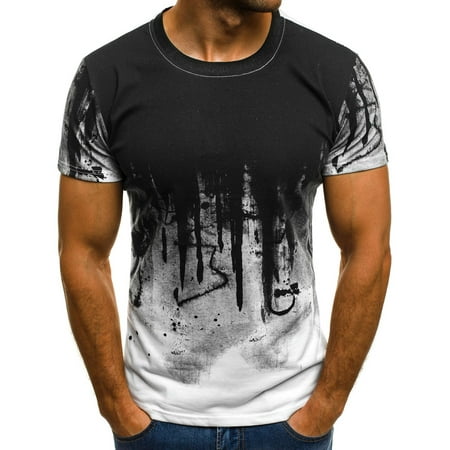 YYDGH on Clearance Plus Size Shirts for Mens Mens Summer Casual 3D Print T-Shirts Tie Dye Crew Neck Short Sleeve Graphic Tees Tops(White L)