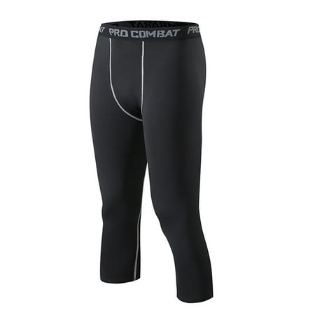 GWAABD Mens Pants Slim Fit Men S 3/4 Compression Pants Sports Performance Active Cool Dry Running Tights Capri Leggings Yoga Gym Base Layer