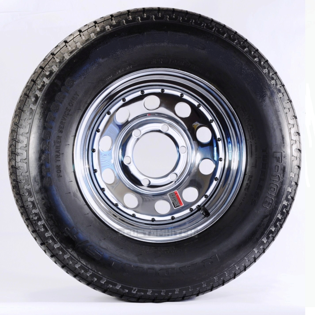 Trailer Tire Rim ST225/75R15 LRD 2540 Lb. 15X6 6-5.5 Modular Wheel Chrome