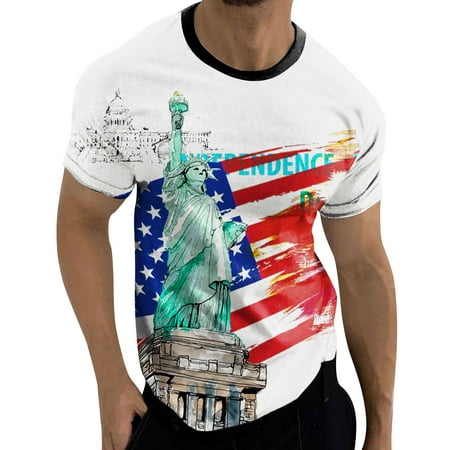 Akiihool Mens Shirts Short Sleeve Men’s Short Sleeve Graphic T-shirt Collection (White L)